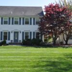 picture of a residential house with green grass because of lawn care service