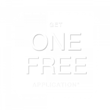 Image of a coupon that states "Get one free application*" with an asterisk after application